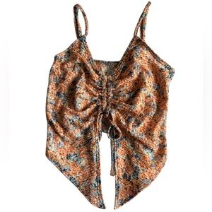 American Eagle Ruched Tie-Front Cami Top Small | Festival Y2K